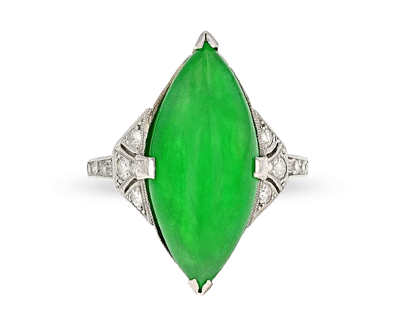 Ladies Unicorn Rings -Art Deco-Period Jade Ring, 9.00 Carats