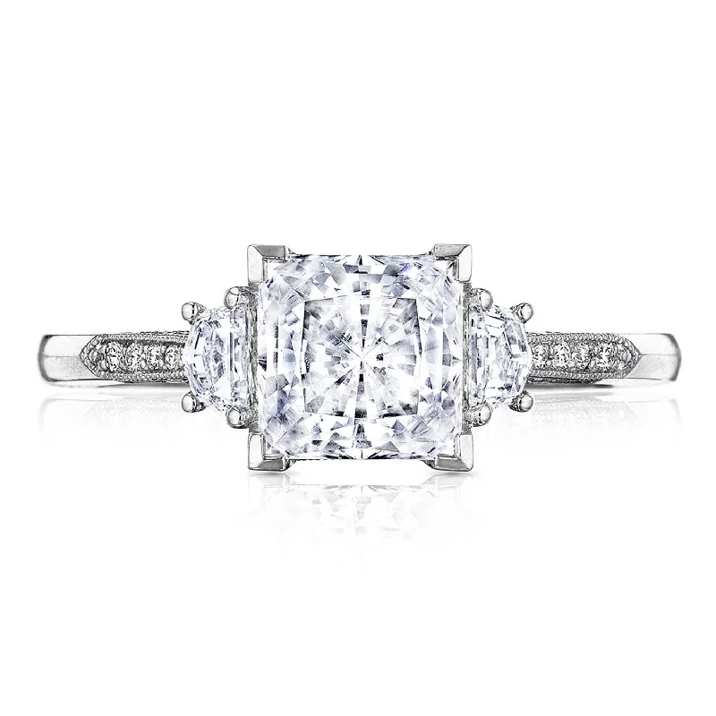 Ladies Engagement Rings Square Glow-Simply TACORI | Princess 3-Stone Engagement Ring 2659PR65