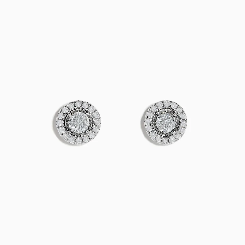 Ladies Earrings for Friend Spark-Pave Classica 14K White Gold Diamond Earrings