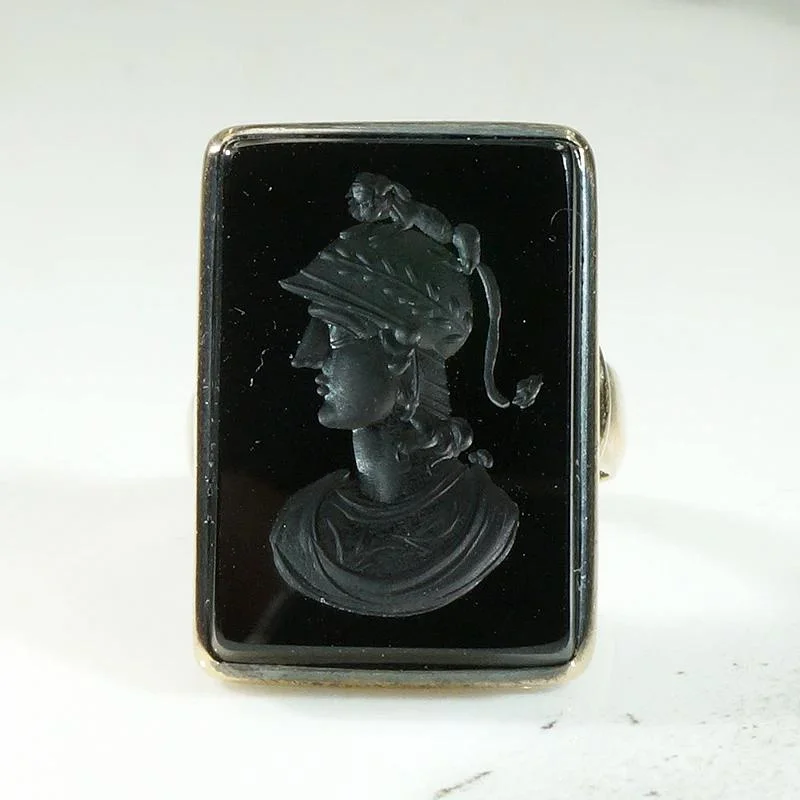 Ladies Love Rings -Soldier with Dacian Draco Standard Onyx Intaglio Ring