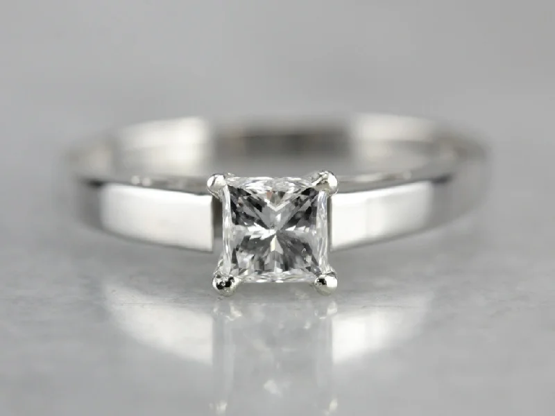 Ladies Engagement Rings Vintage Glow-Platinum Princess Cut Diamond Engagement Ring