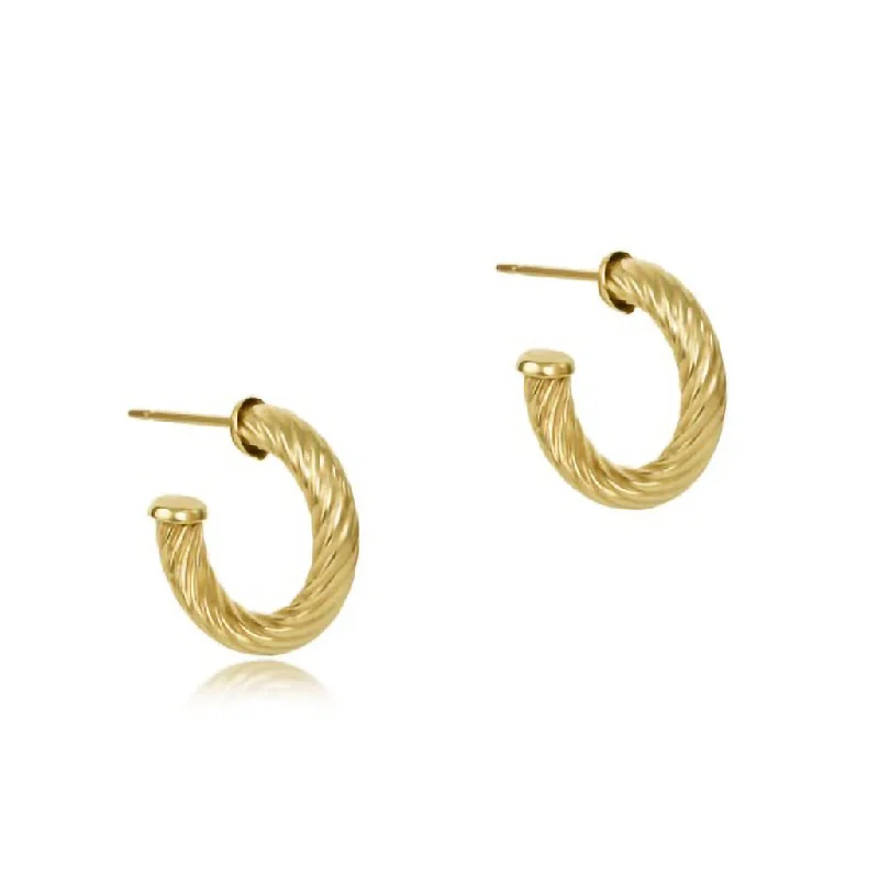 Ladies Art Deco Rings -enewton design :  Round Gold 0.5" Post Hoop 4mm Textured Twist Earing