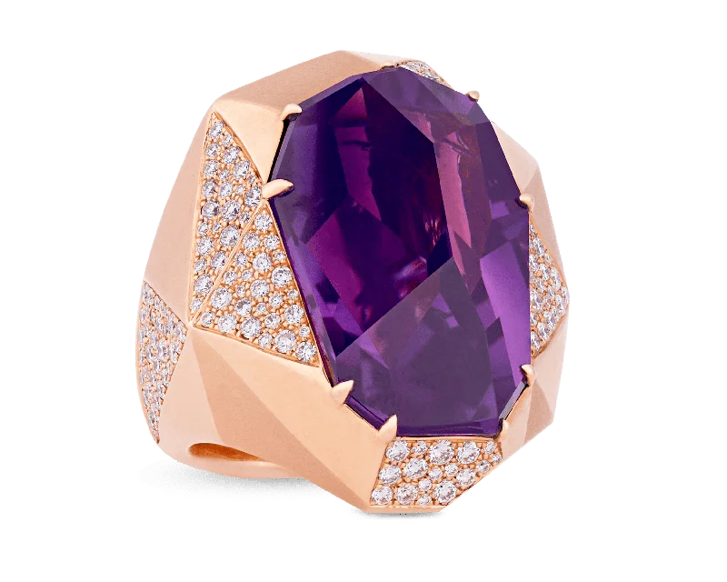 Ladies Chunky Rings -Amethyst Cocktail Ring, 27.80 carats