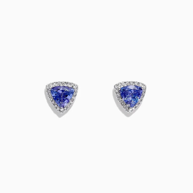 Ladies Earrings with Grey Pollucite-Nahla Siri 14K Gold Tanzanite & Diamond Stud Earrings, 2.34 TCW