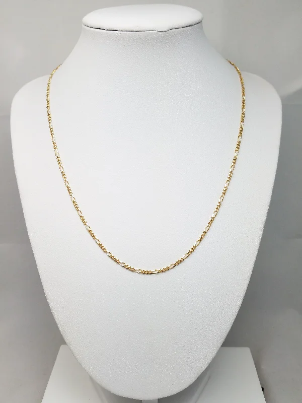 Ladies Necklaces Twin Layers-Classic 18" Solid 14k Yellow Gold Figaro Link Chain Necklace