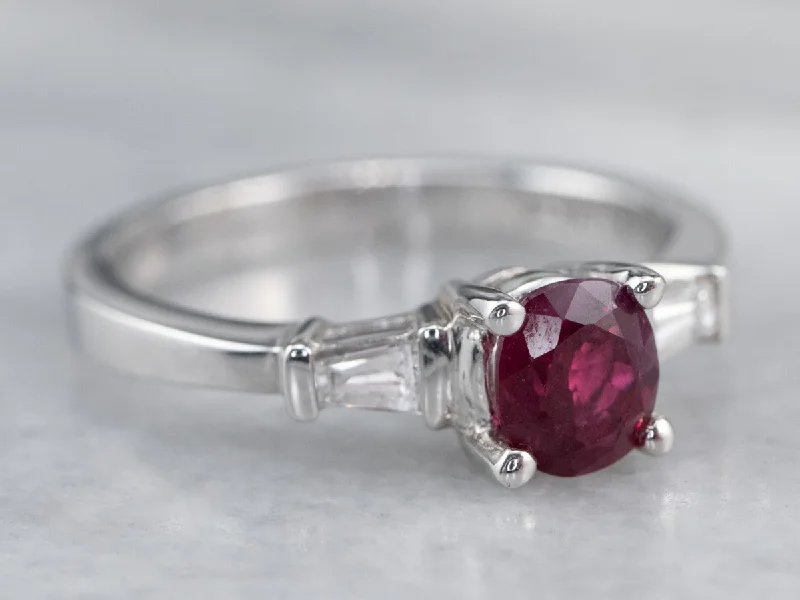 Ladies Engagement Rings with Kornerupine Spark-Ruby and Diamond Engagement Ring