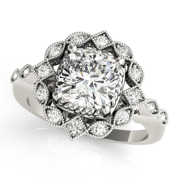 Ladies Engagement Rings with Phenakite Spark-14K Halo Vintage Engagement Ring / Vintage Style