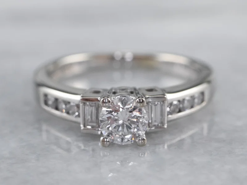 Ladies Engagement Rings with Sphalerite Spark-Diamond White Gold Engagement Ring