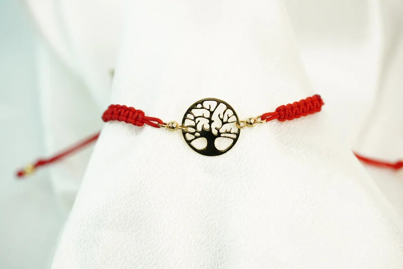 Ladies Minimal Design Bracelets -14k Tree of Life Adjustable Bracelet