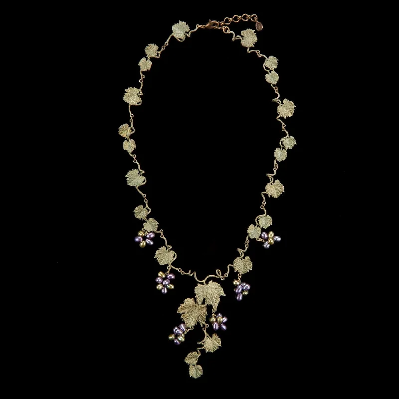 Ladies Necklaces with Pure Okenite-Grape Vines Necklace - Leaf Links