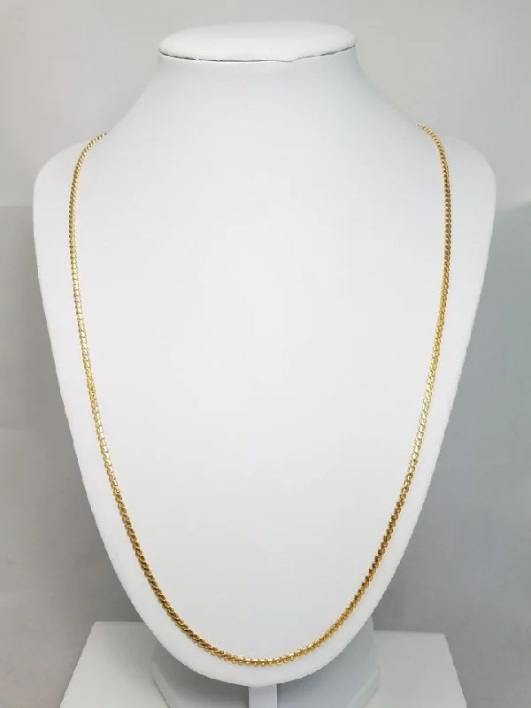 Ladies Necklaces with Jet Onyx-Eye Catching 24" 18k Solid Yellow Gold Fancy Link Chain Necklace