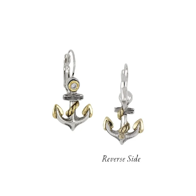 Ladies Earrings with Yellow Xenotime-John Medeiros : Ocean Images Seaside Collection Anchor Earrings