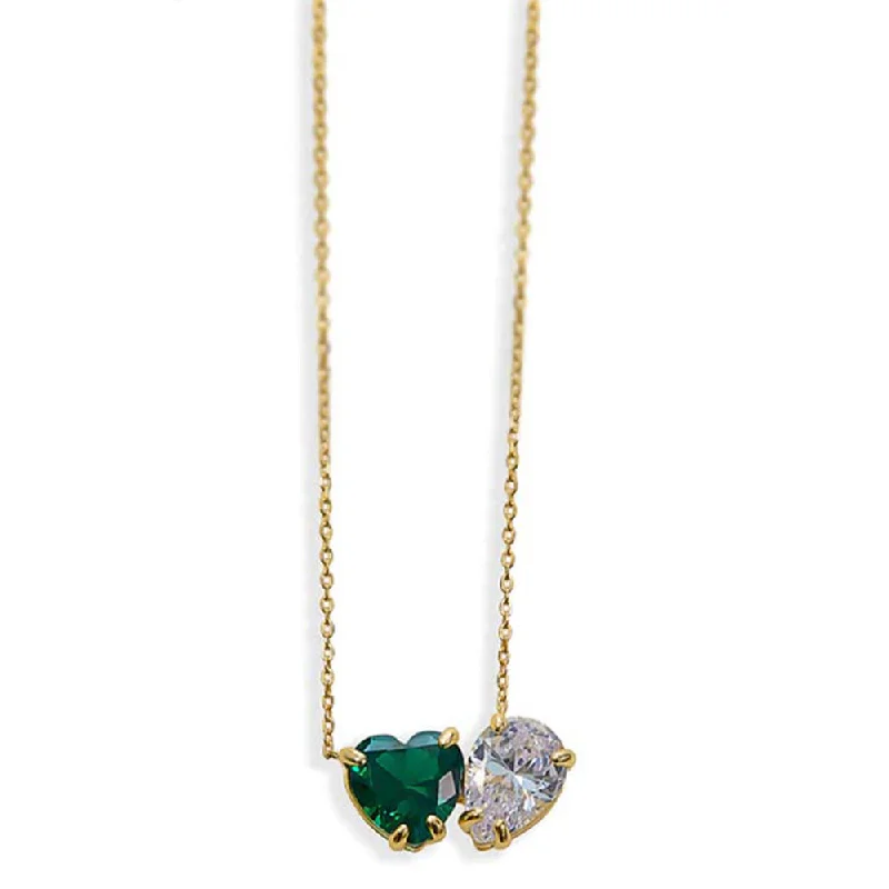 Ladies Necklaces with Clear Danburite-THE GREEN EMERALD HEART PEAR NECKLACE