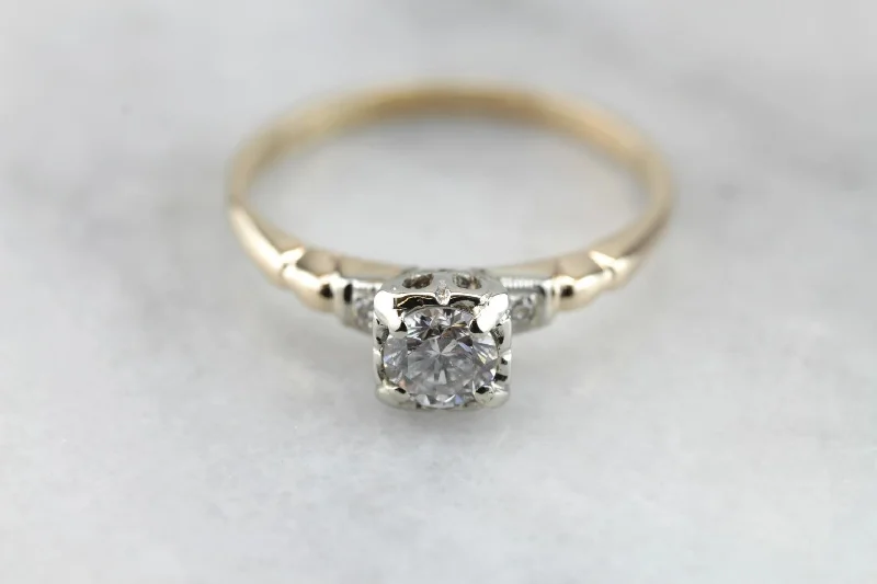 Ladies Engagement Rings Two Shine-Vintage Diamond Engagement with Accent Diamonds