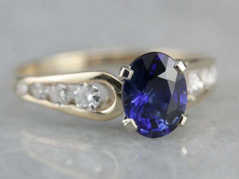 Ladies Engagement Rings Mixed Glow-Modern Sapphire Engagement Ring