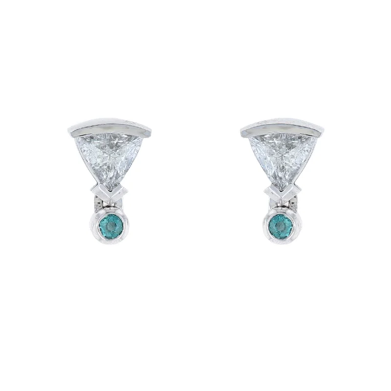 Ladies Earrings with Green Rosasite-Diamond & Alexandrite Stud Earrings