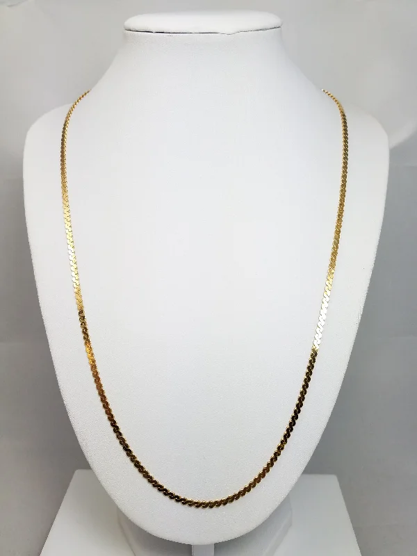 Ladies Necklaces with Gold Xenotime-Classic 22" Solid 14k Yellow Gold Serpentine Link Chain Necklace Italy