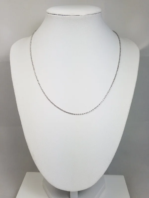 Ladies Necklaces with Lunar Charm-New! Classic 17" Solid 18k White Gold Diamond Cut Rope Chain Necklace