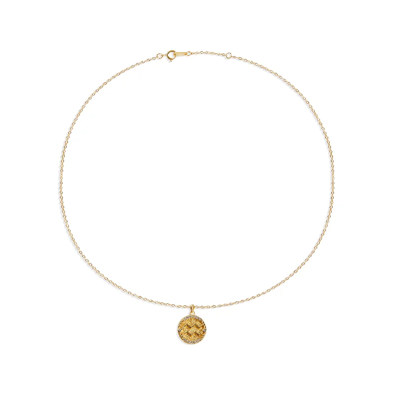 Ladies Necklaces for Sister Love-THE PAVE' ZODIAC MEDAL NECKLACE