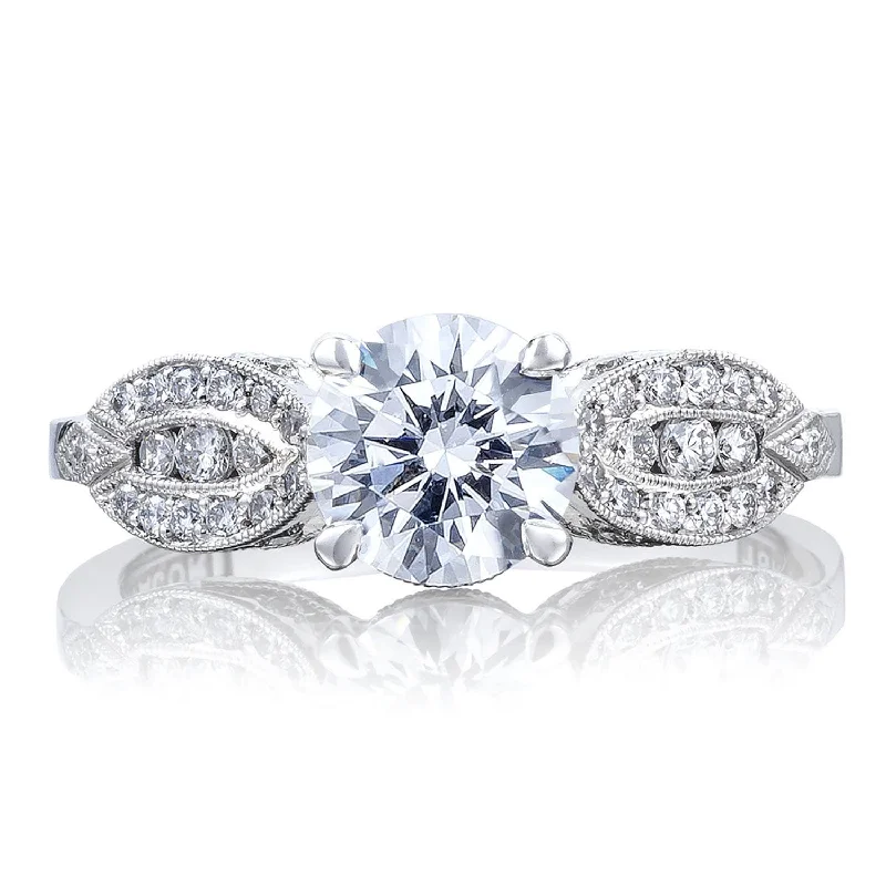 Ladies Engagement Rings Curved Glow-Simply TACORI | Round Solitaire Engagement Ring 2648RD65