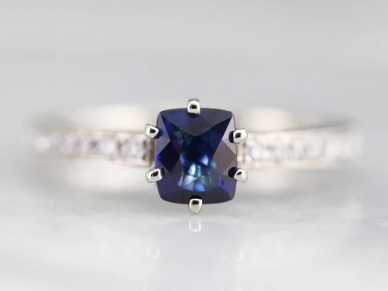 Ladies Engagement Rings Stack Glow-Modern Ceylon Sapphire and Diamond Engagement Ring