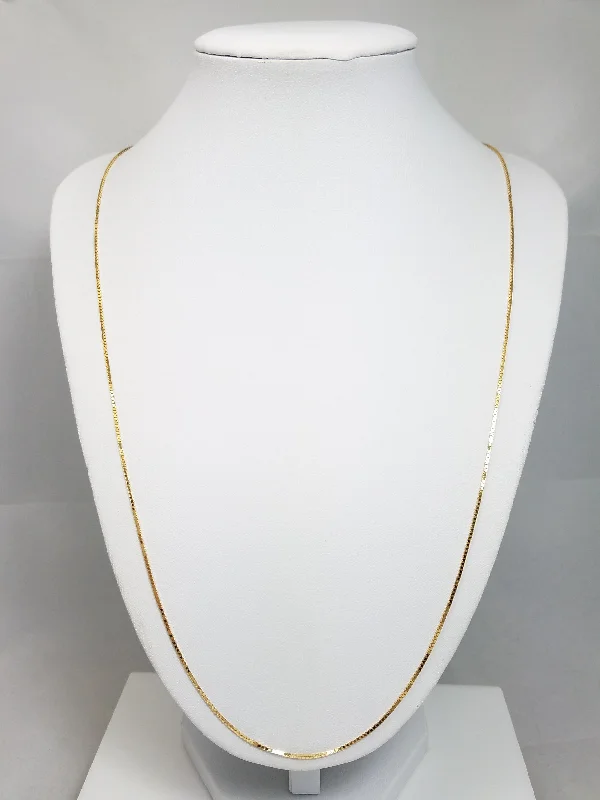 Ladies Necklaces with Creamy Moonstone-New 14k Yellow Gold Solid Box Link 24" Necklace