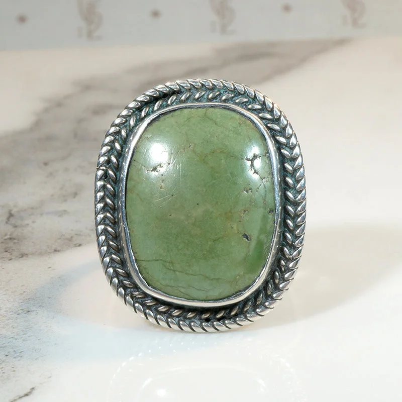 Ladies Ceramic Rings -Mossy Green Turquoise & Sterling Silver Ring