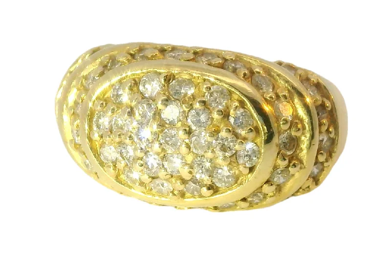 Ladies Heavy Rings -Magnificent Estate 14K Yellow Gold Diamond Designer Tiered Dome Band Ring