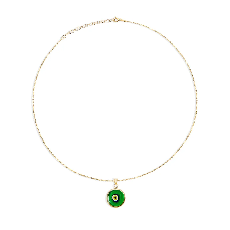 Ladies Necklaces for Beach Glow-THE GREEN ACRYLIC EVIL EYE PENDANT NECKLACE