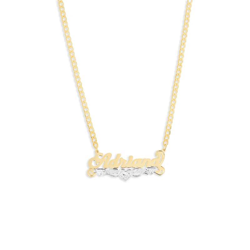 Ladies Necklaces with Blush Quartz-THE CLASSIC LOVE HEART NAMEPLATE NECKLACE