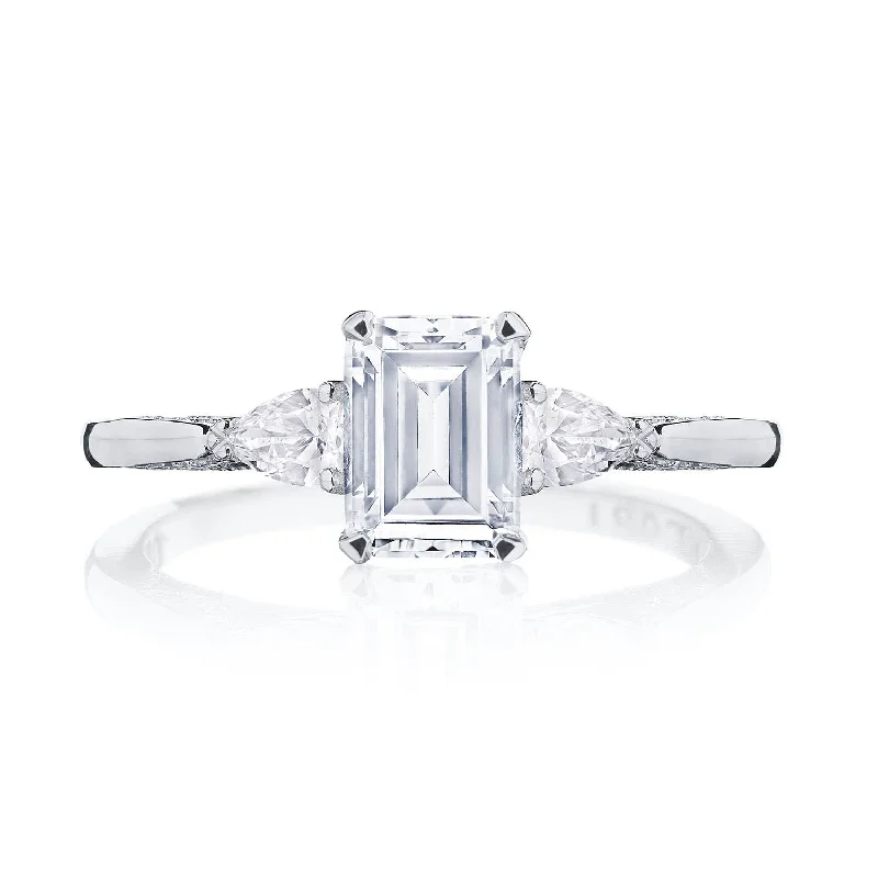 Ladies Engagement Rings Heart Spark-Simply TACORI | Emerald 3-Stone Engagement Ring 2668EC7X5