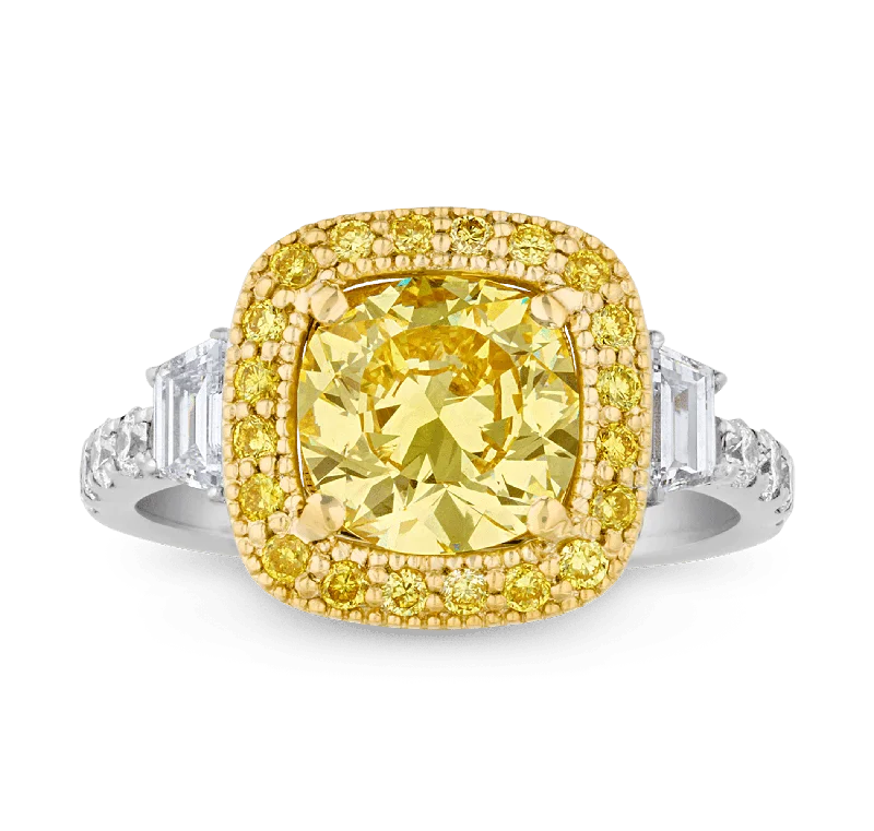 Ladies Monochrome Rings -Fancy Intense Yellow Diamond Ring, 2.01 carats