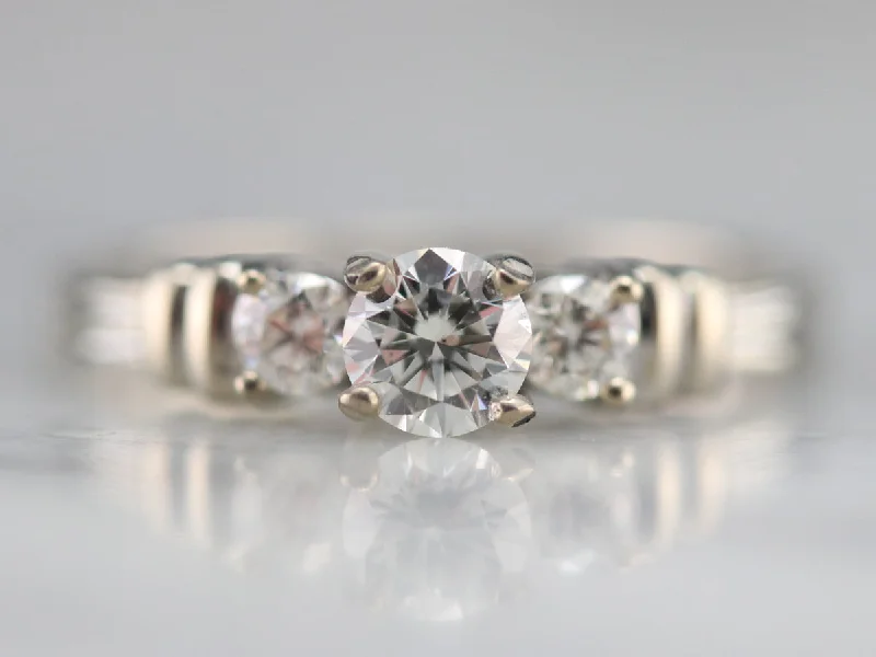 Ladies Engagement Rings Mixed Spark-Modern Three Stone Diamond Engagement Ring