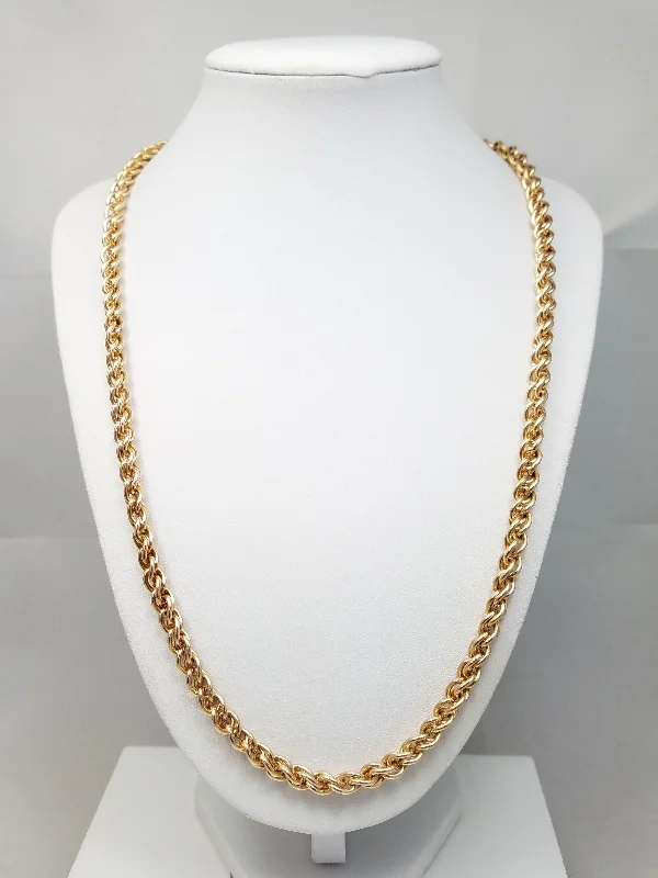 Ladies Necklaces with Red Pyroxmangite-Bold 22.5" 10k Yellow Gold Heavy Hollow Cable Link Chain Necklace