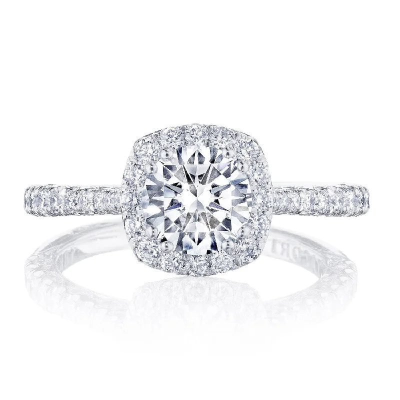 Ladies Engagement Rings Star Spark-Petite Crescent | Round with Cushion Bloom Engagement Ring HT2571CU85