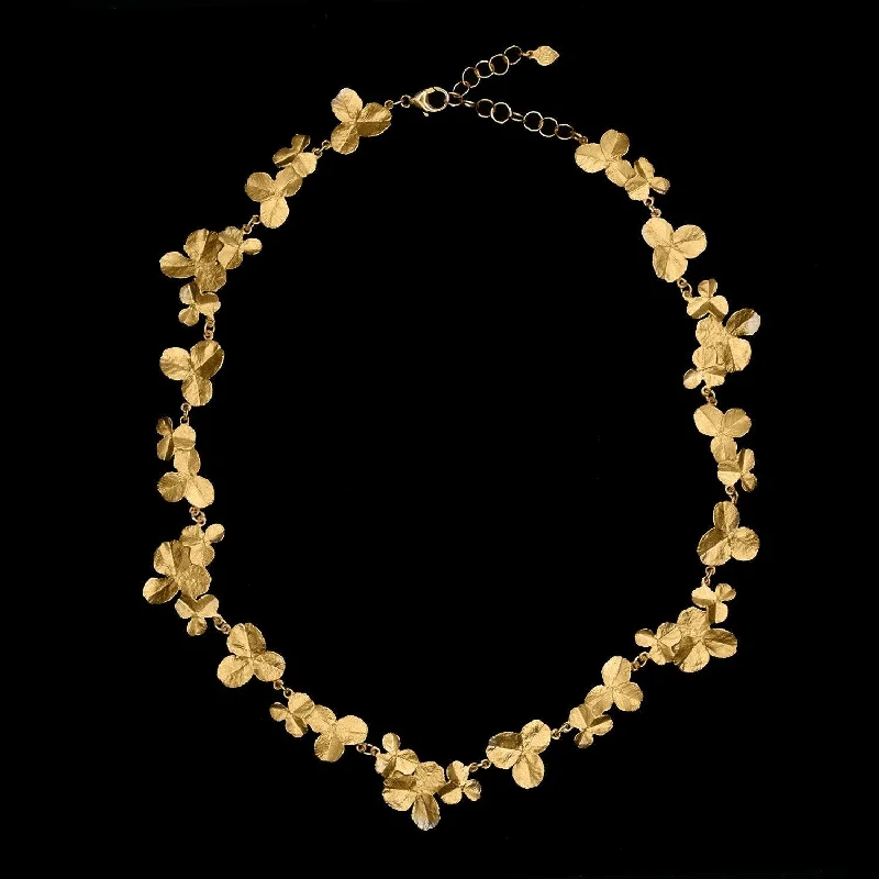 Ladies Necklaces with Gold Herderite-Fine Clover All Leaf Necklace