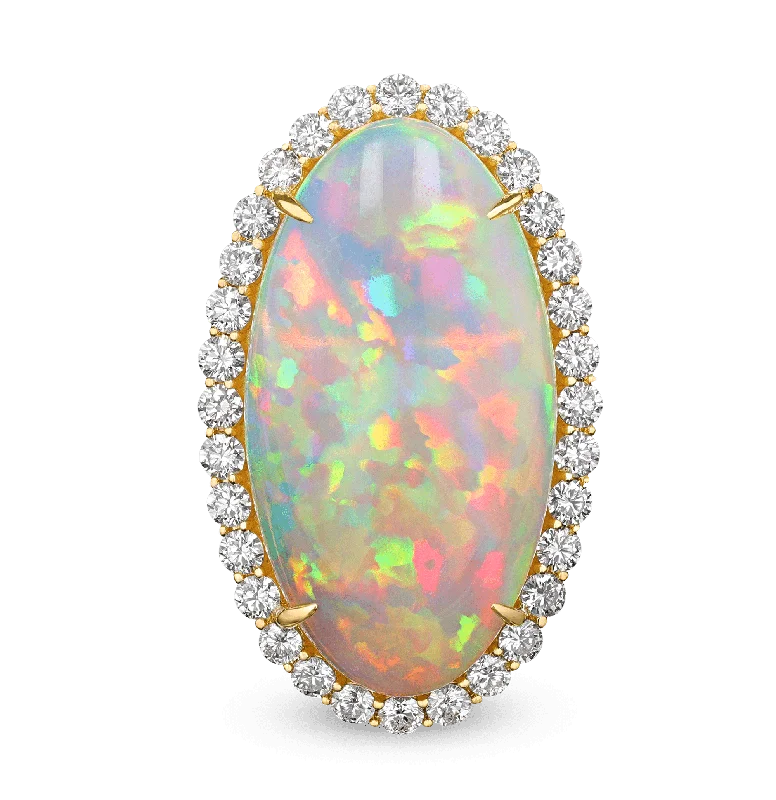 Ladies Coastal Rings -Ethiopian Opal Ring, 18.95 carats