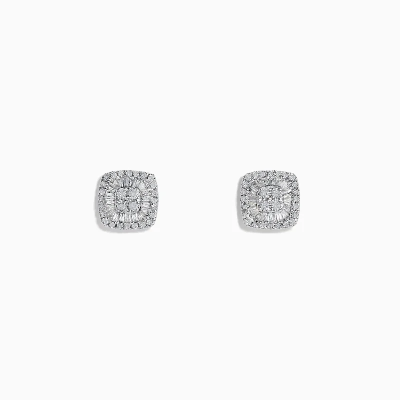 Ladies Earrings with Clear Natrolite-Classique 14K White Gold Diamond Stud Earrings 0.36 TCW