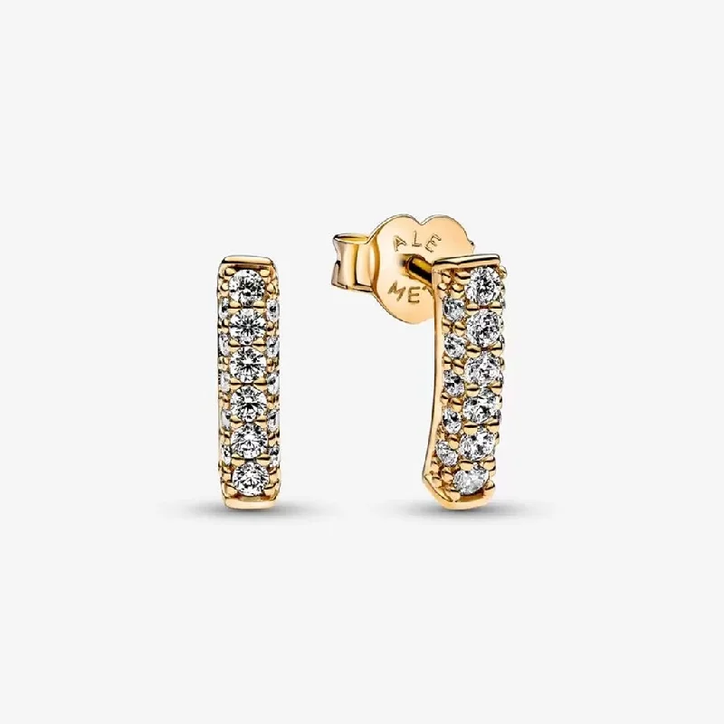 Ladies Earrings for Friend Spark-PANDORA : Pandora Timeless Pavé Single-row Bar Stud Earrings