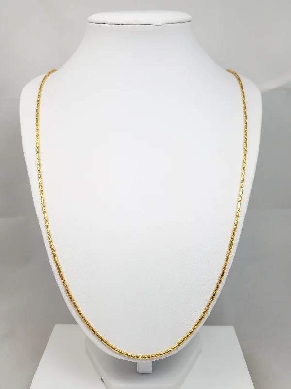 Ladies Necklaces Pure Simplicity-Extravagant 31" Hollow 23k Yellow Gold Baht Chain Necklace