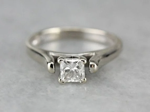 Ladies Engagement Rings with Jeremejevite Spark-High Profile Diamond Solitaire Engagement Ring