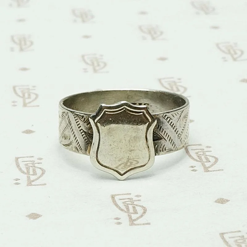 Ladies Monochrome Rings -Victorian Hand Worked Silver Signet Ring