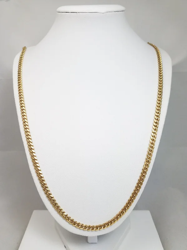 Ladies Necklaces Curly Chain-Solid Cuban Link 10k Yellow Gold 28.5" Necklace