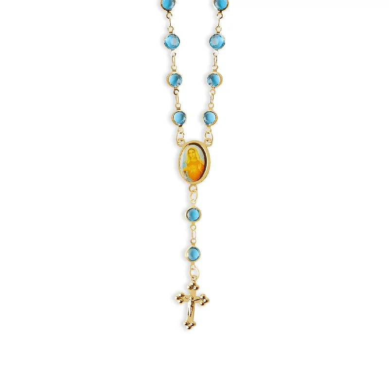 Ladies Necklaces with Tiger Agate-THE MARY BLUE STONE ROSARY NECKLACE