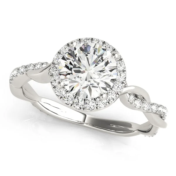 Ladies Engagement Rings Seven Spark-14K Halo Engagement Ring Twisted