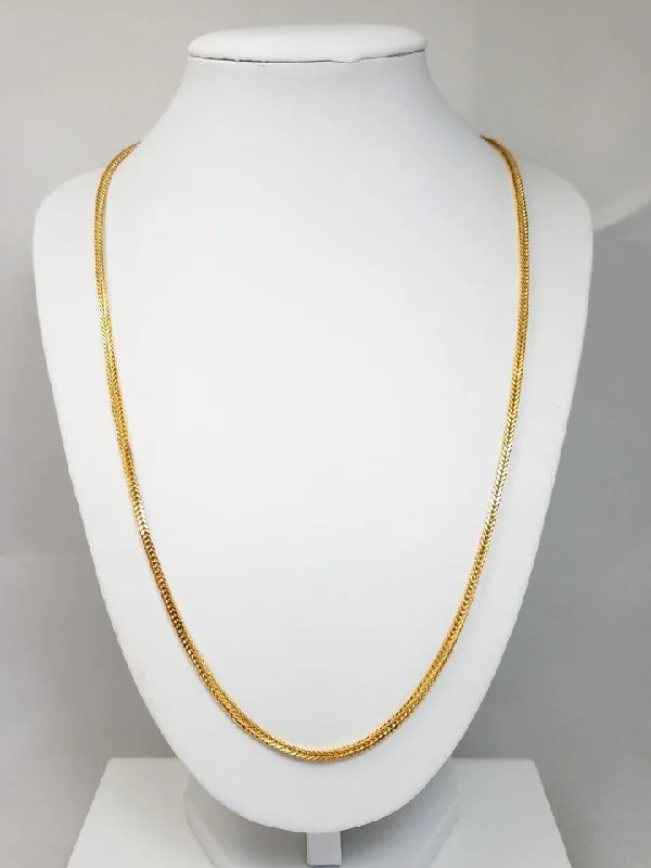 Ladies Necklaces with White Howlite-Radiant 22k Yellow Gold Solid Wheat Link 22" Chain Necklace