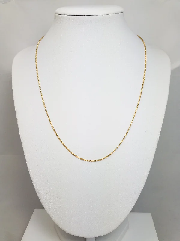 Ladies Necklaces with Silver Spark-Classic 18" Solid 14k Yellow Gold Rope Chain Necklace