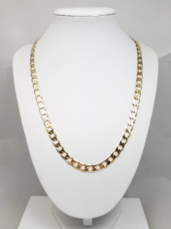 Ladies Necklaces with Teardrop Glow-Bold 20" 10k Yellow Gold Solid Curb Link Chain Necklace Italy