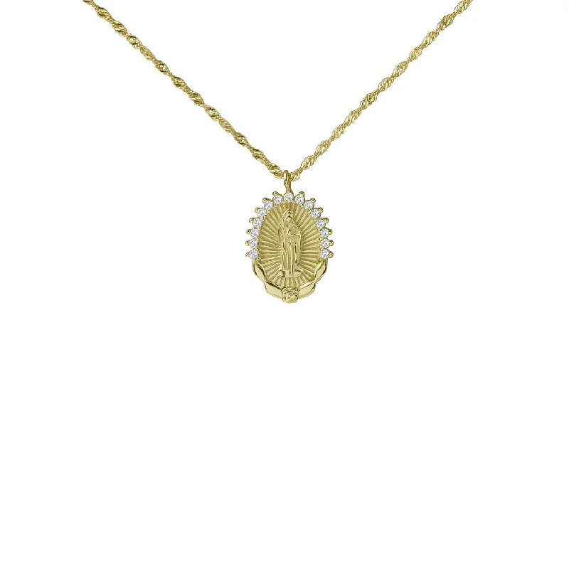 Ladies Necklaces with Soft Prehnite-THE PAVE' GUADALUPE SINGLE ROSE NECKLACE