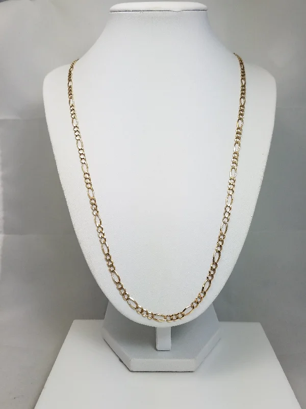 Ladies Necklaces for Sport Shine-Solid 26" Figaro Link Necklace in 14k Yellow Gold